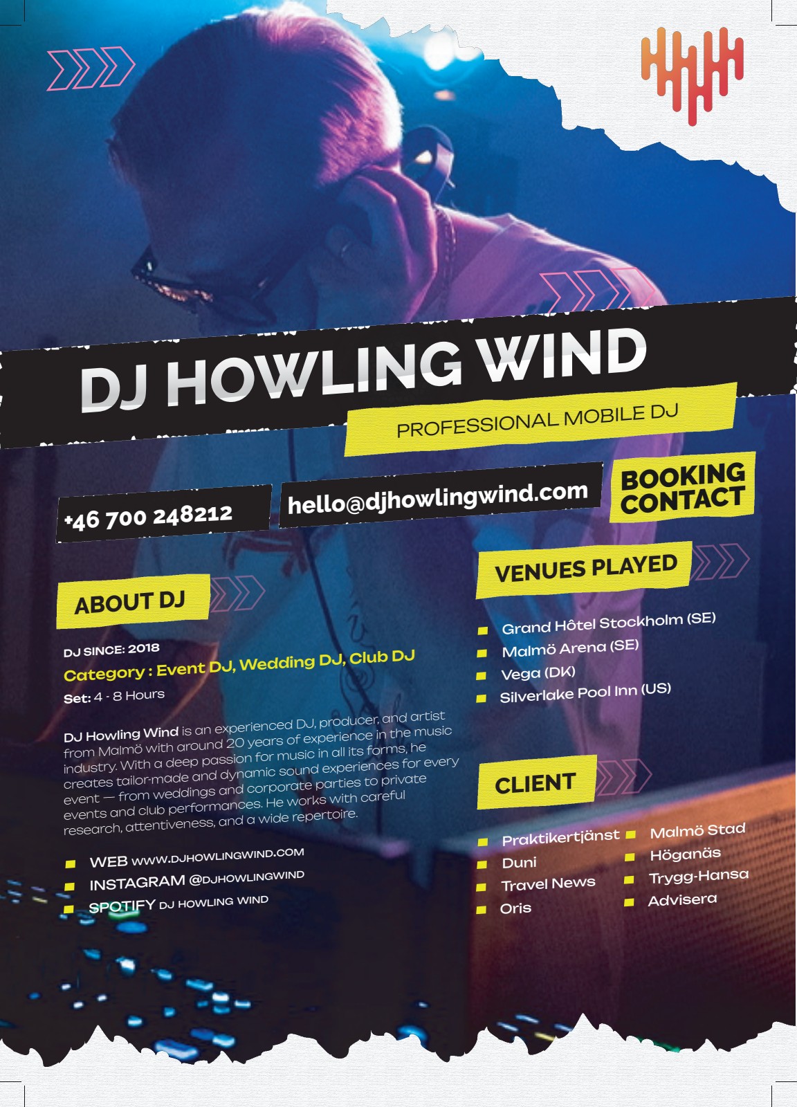Pressbild på DJ Howling Wind